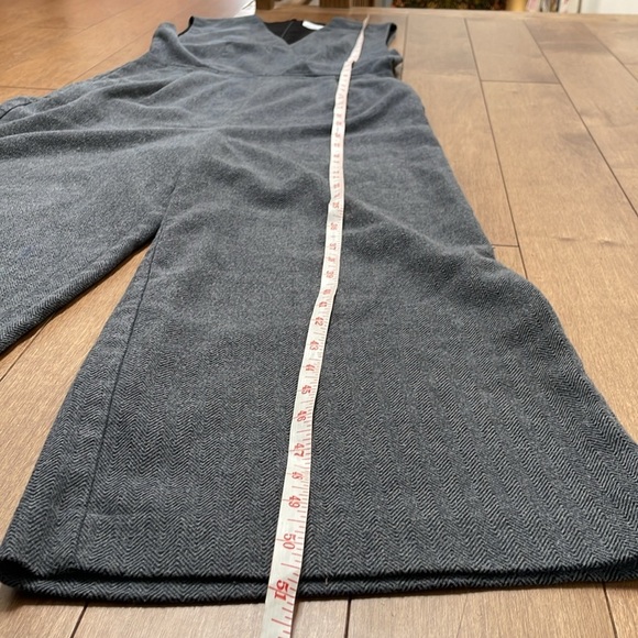 Oak & Fort herringbone tweed jumpsuit XS gray sleeveless wide leg pant suit - Picture 13 of 16